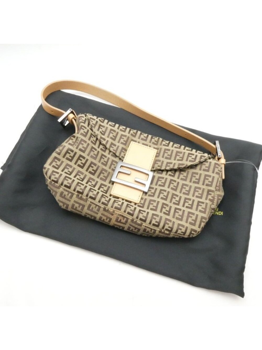 Fendi Man Bucket Shoulder Bag Zucchino FF Brown Beige